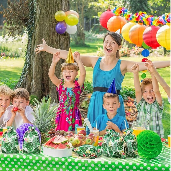 NWOT - Pre Strung Happy 80th Birthday sign Comes with 5 Tropical Drawstring Bags - Picture 10 of 14